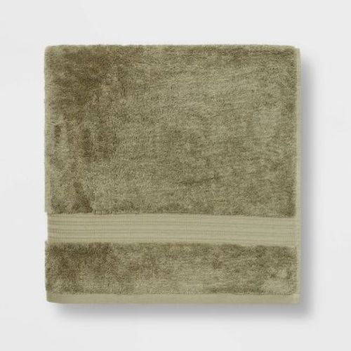 Total Fresh Antimicrobial Oversized Bath Towel Olive Green - Threshold™: 100% Cotton, Low Lint, Machine Washable