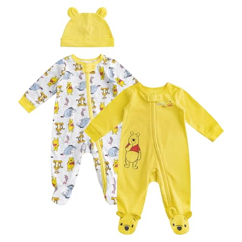 Disney Winnie the Pooh Baby Boys 2 Pack Sleep 'N Play Coveralls Footies for Newborn and Infant
