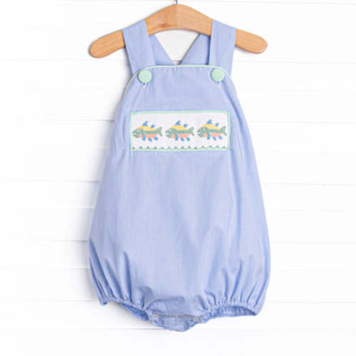Rainbow Trout Smocked Sunsuit, Blue – 9 months