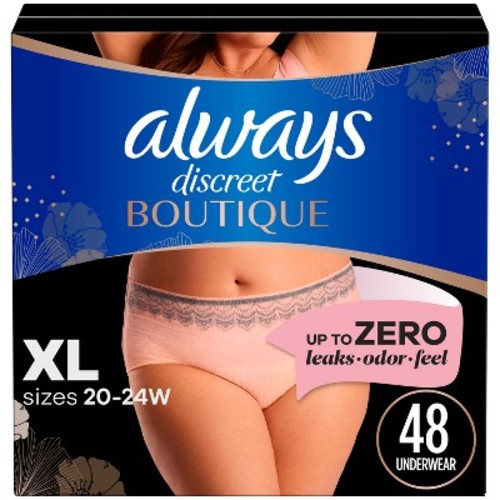 Always Discreet Boutique Underwear Women's Incontinence - Maximum Protection - Extra Large - 48ct