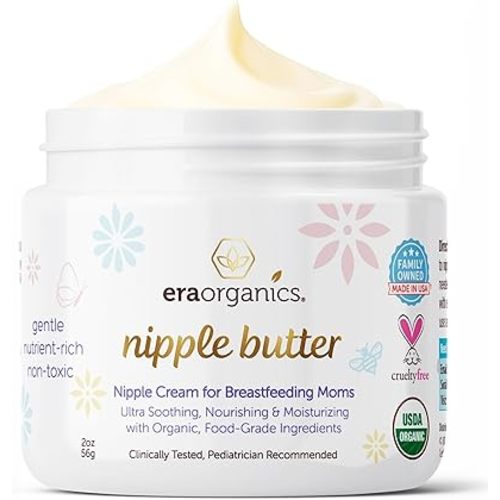 USDA Organic Nipple Butter Safe for Breastfeeding – Lanolin-Free, Food-Grade Nipple Cream for Sore, Cracked & Sensitive Skin Relief – No Wipe Off Postpartum Essential