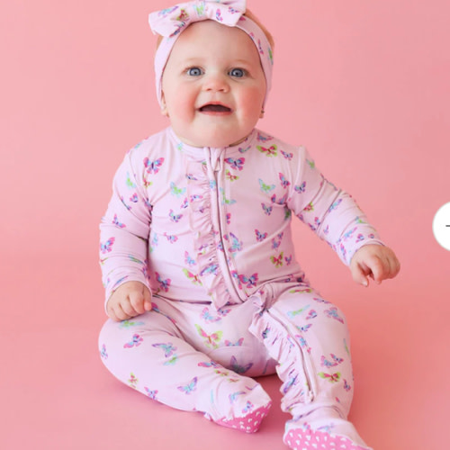 Butterfly Pink Baby Girl Sleeper | Flutterby