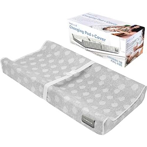 Jool Baby Changing Pad - Contoured, Waterproof & Non-Slip, Includes a Cozy, Breathable, & Washable Cover (Gray)