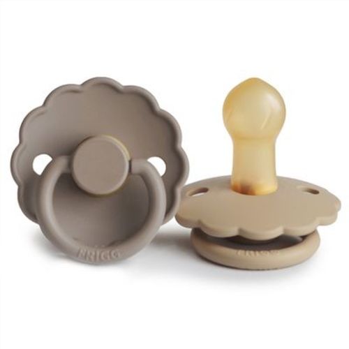 FRIGG Daisy Natural Rubber Pacifier 2-Pack Croissant/Portobello 0-6 months