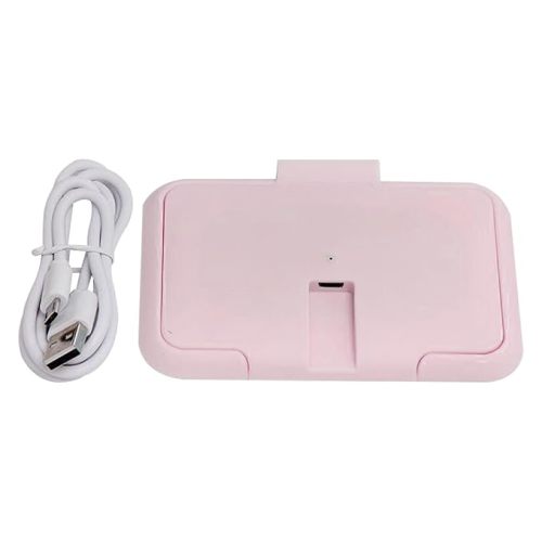 Portable Baby Wipe Warmer, Travel Wipe Warmer and Baby Wet Wipes Dispenser Wipes Warmer for Newborn Baby USB Wet Wipe Heater Constant Temperature Wipes Warmer for Household Car (Pink)