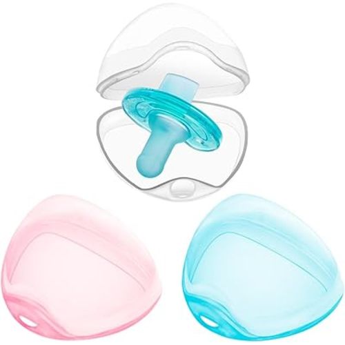 Pacifier Case (3 Pack, Clear, Blue, Pink)