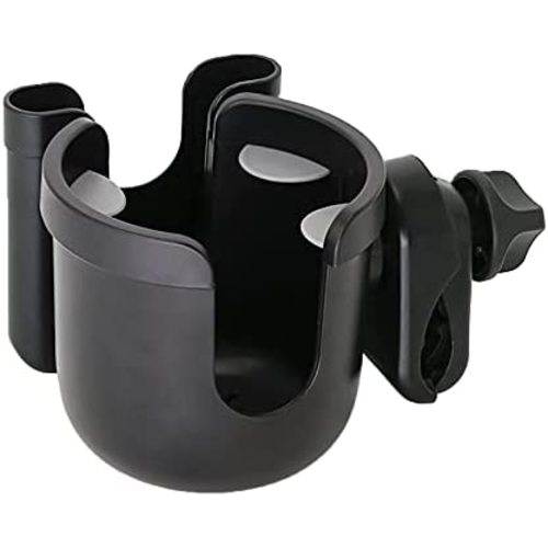 Universal Cup Holder, Stroller Cup Holder with Phone Holder, Stroller Accessories , Bike Water Bottle Holder, Treadmill, Wheelchair(Black)