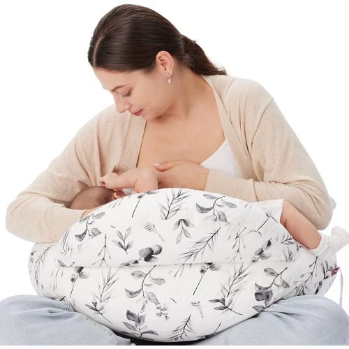 Momcozy Nursing Pillow for Breastfeeding, Original Plus Size Breastfeeding Pillows for More Support for Mom and Baby, with Adjustable Waist Strap and Removable Cotton Cover