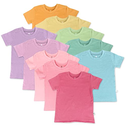 HonestBaby Multipack Short Sleeve T-Shirt Tee 100% Organic Cotton Infant Baby, Toddler, Little Kids Boys, Girls, Unisex