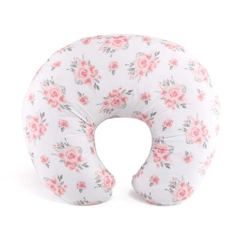 The Peanutshell Pink Floral Microfiber Nursing Pillow for Secure and Cozy Breastfeeding