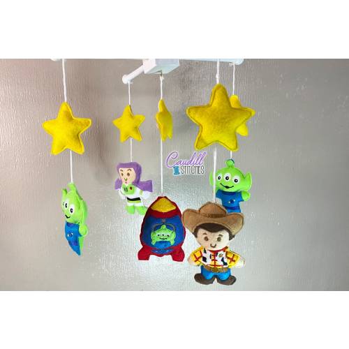 Best Friends Space Aliens, Cowboy Felt Plush Toys, Baby Mobile, Nursery Decorations, Baby’s Room, Felt Stuffie