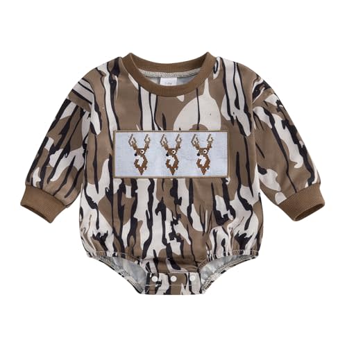 Pudcoco Duck Hunting Baby Clothes Infant Baby Boys Girls Camoflage Embroidered Mallard Duck Sweatshirt Romper