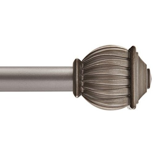 Kenney Beckett 5/8" Standard Decorative Window Curtain Rod, 48-86", Pewter
