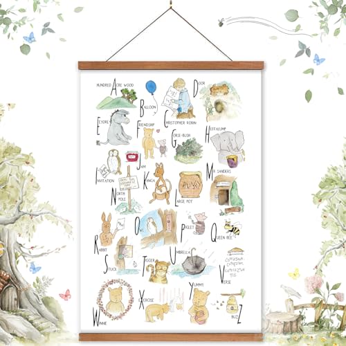 Classic Winnie Alphabet Print Bear Nursery Decor ABC Poster Alphabet Wall Decor Kids Room Wall Art