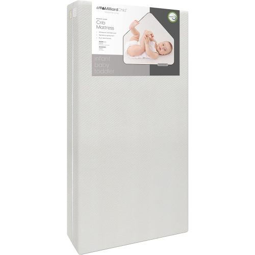 Milliard Premium Memory Foam Infant Crib Mattress and Toddler Bed Mattress with Waterproof Cover, Flip Dual Stage System, Made in The USA, 2024 Edition -27.5x52x5.5 in.