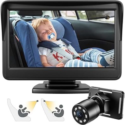 Baby Mirror for Car, Back Seat Baby Car Camera with Night Vision, View Infant in Rear Facing Seat with 4.3-Inch HD Display, Observe The Baby's Every Move at Any Time while Driving
