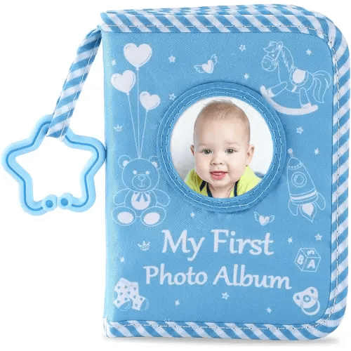 Baby's My First Family Album Soft Photo Cloth Book Blue Boy My First Book of Photos Blue Baby Memory Album Gift Holds 4x6 Pictures for Babies Newborn Toddler & Kids Baby Shower