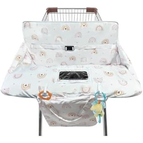 Shopping Cart Cover for Baby,2-in-1 High Chair Cover with Portable Cloth Bag,Cart Seat Pad for Babies Grocery Cushion Cover Restaurant,Suitable for All Supermarkets