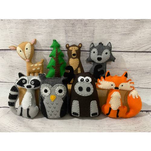 mini woodlands, woodland mobile, woodland diaper cake, baby shower decor, nursery decor, woodland theme, stuffed woodlands, DIY mobile,
