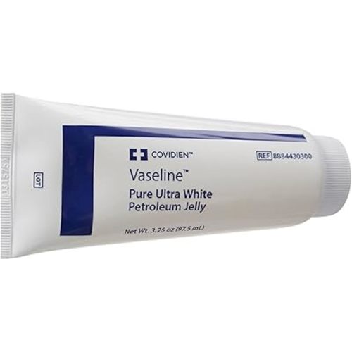 Covidien Vaseline 3.25 Oz Tube - 100% White Petrolatum Skin Moisturizer for Dry Skin, Soothing Whole Body Jelly
