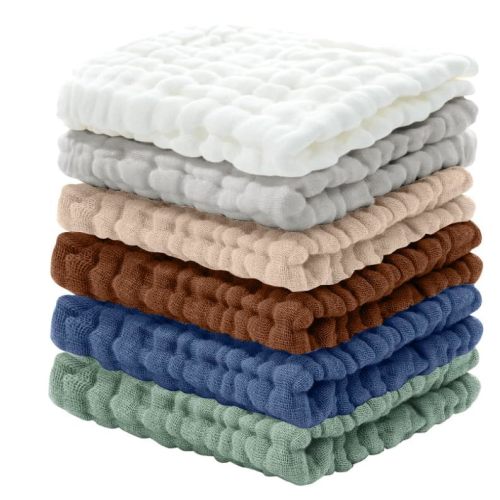 Cuddle Campus Baby Washcloths 6 Packs, Muslin Washcloths Baby,Cotton Burp Cloths, Extra Absorbent and Soft Wash Clothes for Newborns, 12x12 Inches