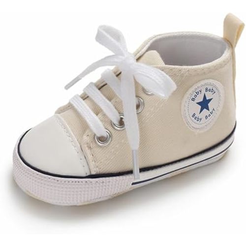 Unisex Baby Girls Boys Canvas High-top Shoes, Newborn Infant Anti-Slip Soft Sole Frist Walking Breathable Sneakers