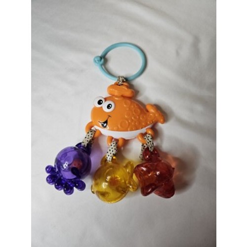 Infantino Orange whale fish and dangling rattles baby toy jingle activity