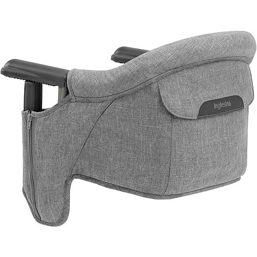 Inglesina Fast Table Chair, Stone Gray Melange - High Chair for Babies & Toddlers 6-36 Months - Fits Tables 0.8'' to 3.5'' Thick - Collapsible, Portable Design - Includes Travel Bag - BPA Free
