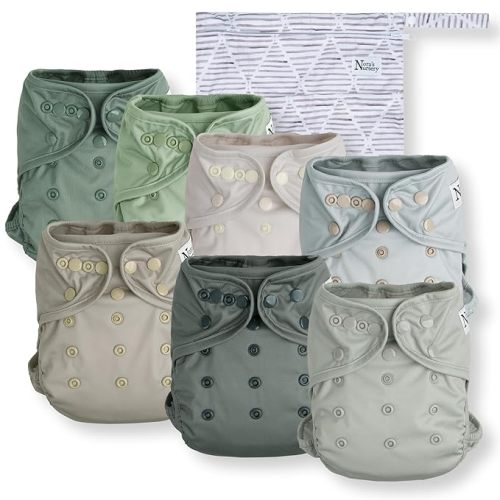 Nora's Nursery Cloth Diaper Cover, Washable Reusable Diaper Cover with Snap Closure, Cloth Diaper Shell for Prefold, Flat or Fitted Cloth Diaper Inserts, Wet Bag Included, Morning Dew