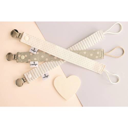 Pacifier Clip Pack of 3, Pacifier holder set, Pacifier Keeper Green & Ivory, Binky Clip, Paci Clip Sets