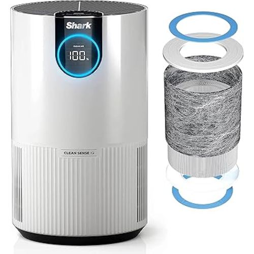 Shark HP102 Air Purifier with Nanoseal HEPA, Cleansense IQ, Odor Lock, Cleans up to 500 Sq. Ft, White (Renewed)