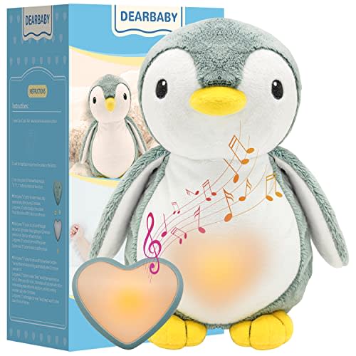 DEARBABY Baby Sleep Soother,Baby Registry Search Baby Soother Cry Baby Shower Gifts Auto Off Timer,Heartbeat Penguin Help Kids Go to Sleep Faster,Mother's Day Gifts