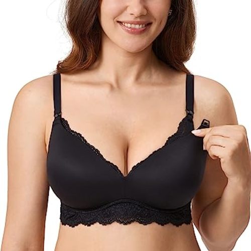 MOMANDA Women's Nursing Bras for Breastfeeding Smoothing Lace Nursing Bra Wireless Maternity Pregnancy Bralette