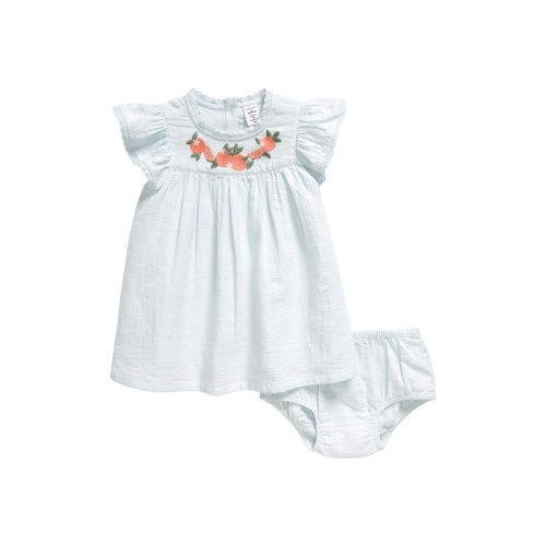 Baby Embroidered Lace Trim Cotton Dress & Bloomers Set, 6M