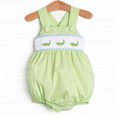 Dundee Dude Smocked Bubble, Green – Stitchy Fish