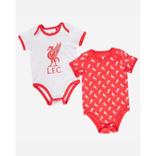 LFC 2 Pack Red & Grey Baby Body Suits