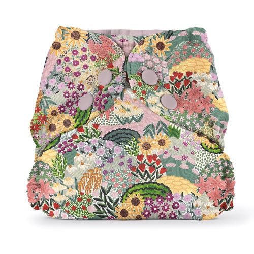 Esembly Cloth Diaper Cover - Reusable Swim Diaper, Waterproof, Breathable - Adjustable Outer Layer Over Absorbent Inner for Blowout Protection - Botanic Garden, Size 1 (7-17lbs)
