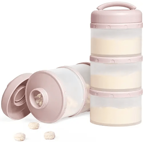 Termichy Stackable Formula Dispenser Portable Milk Powder Container, 2 Pack, Light Pink