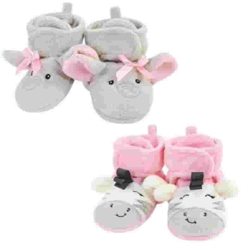 Hudson Baby Infant Girl Cozy Fleece Booties, Elephant Zebra, 0-6 Months