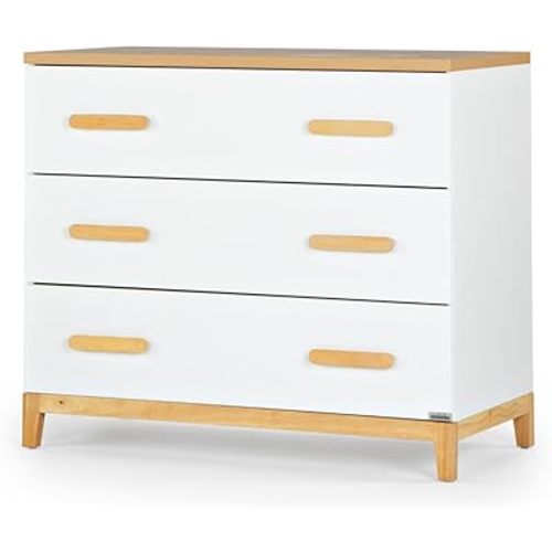 dadada LaLa Wooden Dresser - White Modern Nursery Dresser, Kids Dresser, Baby Dresser with Changing Table Top, Bedroom Storage, Anti-Tip (Little 3-Drawer)