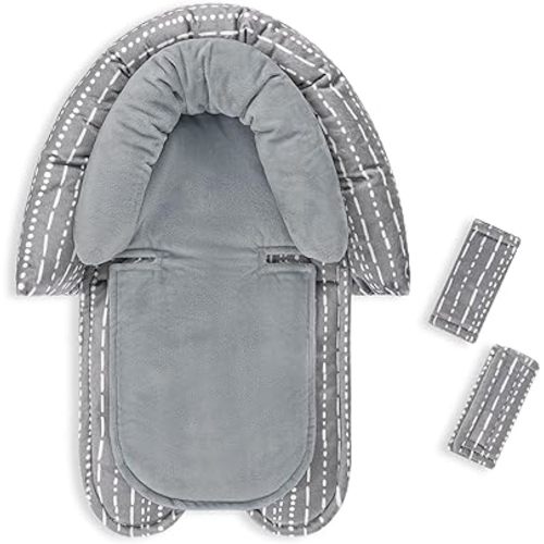 Infant Car Seat Insert, Baby Car Seat Head & Body Support with 2 Strap Pads, Ultra Soft Newborn Preemie Carseat Insert Cushion for Girls Boys, Fits Car Seat, Stroller, Swing, Bouncer, Grey