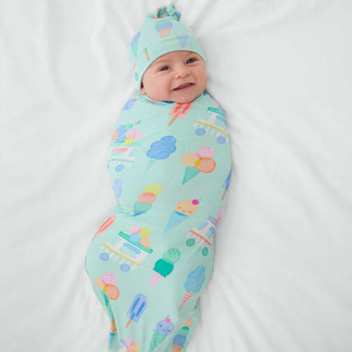 Sweet Scoops Swaddle & Hat Set