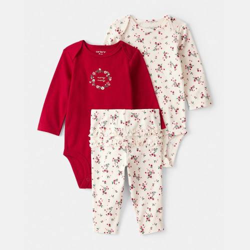 Baby Girl Carter’s 3 Piece Floral Bodysuit & Pant Set