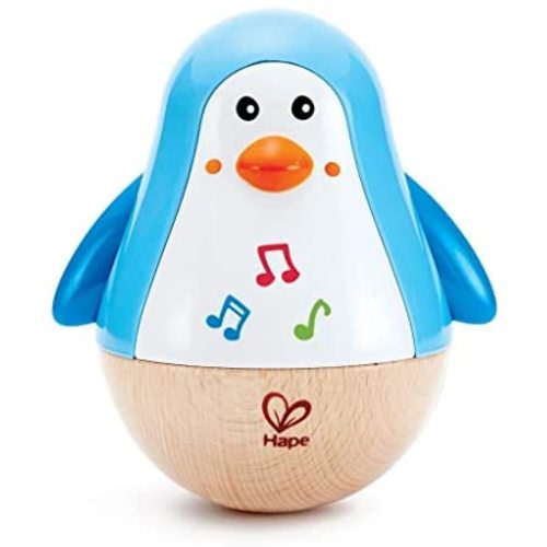 Hape Penguin Musical Wobbler | Colorful Wobbling Melody Penguin, Roly Poly Toy for Kids 6 Months+, Multicolor, 5'' x 2'' (E0331) , Blue