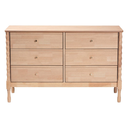 George Oliver Baxton Studio Laurent Dresser - 6-Drawer Bedroom Organizer With Bamboo-Style Turned Legs, Cottage Farmhouse Storage Cabinet For Clothing Or Linens | Wayfair