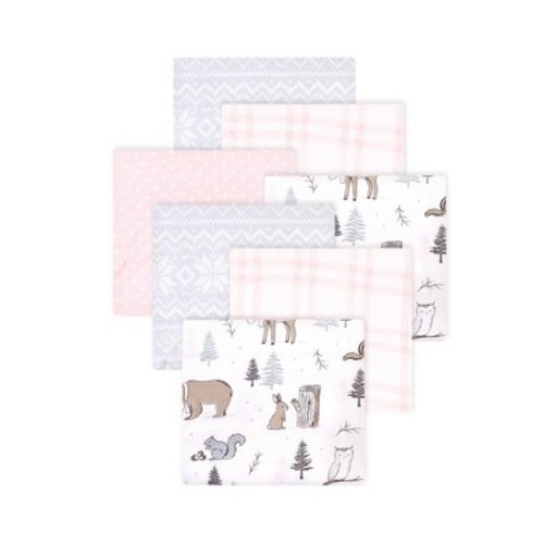 Little Treasure Hudson Baby Girls Cotton Poly Flannel Receiving Blankets 7Pk Multipack, Color: Pink winter forest