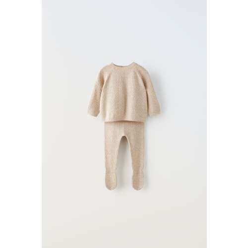 TEXTURED KNIT OVERALLSTEXTURED MERINO MATCHING SETPOLKA DOT SWEATSHIRT AND PANTS SET