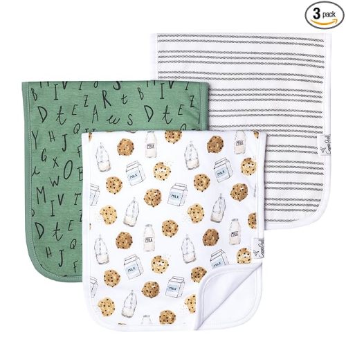 Copper Pearl Premium Baby Burp Cloths - 3-Pack Large Cotton Burp Cloths, Extra Soft Spit Up Rags with 3 Absorbent Layers, Perfect for Baby Boy and Baby Girl Gifts (21" x 10" Size, Chip Set)