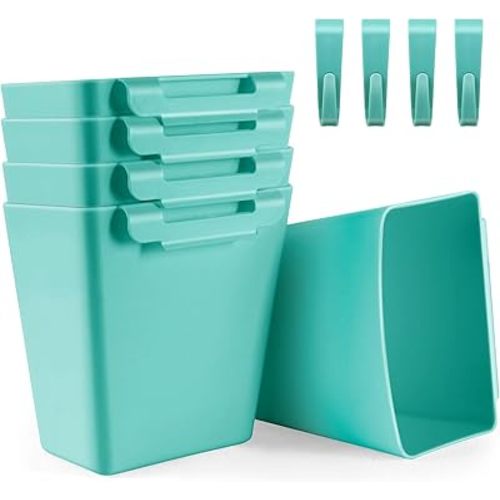 5 Pack Hanging Cup Holders, Multipurpose Rolling Cart Accessories Utility Cart Accessories for Art Craft Supplies, Space Saving Hanging Storage Basket Pencil Holder Makeup Organizers (Blue)