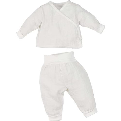 Under the Nile Organic Cotton Baby Muslin Side Snap Top and Pant Two Piece Set in White, Size 0 to 3 Months